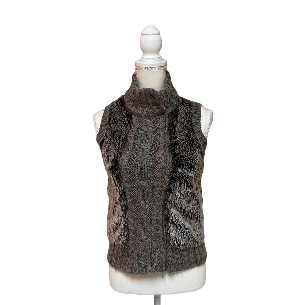 Kenar XS Sweater Vest Sleeveless Zipper Wool Alpaca Faux Fur